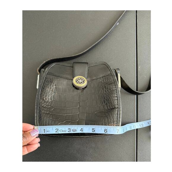 Brighton Vintage Black Croc Embossed Leather Basic Crossbody Purse Basic - Picture 14 of 14